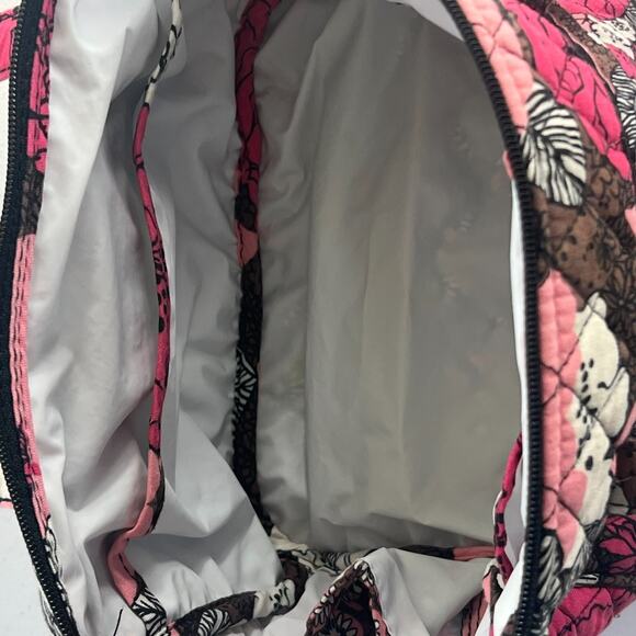 Vera Bradley Cosmetic Makeup Travel Bag Mocha Rouge Quilted Cotton Floral - Picture 8 of 16